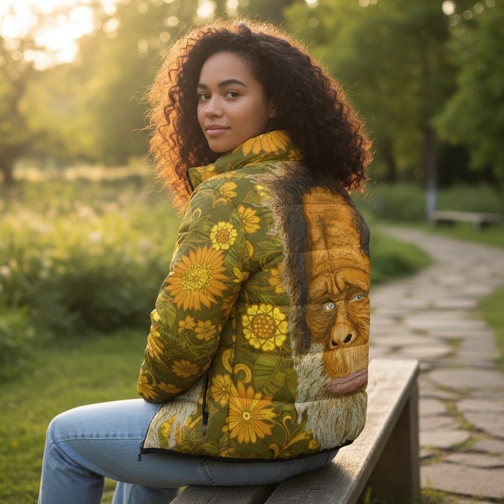 Harry and the Hendersons Vintage Floral Unisex Puffer Jacket